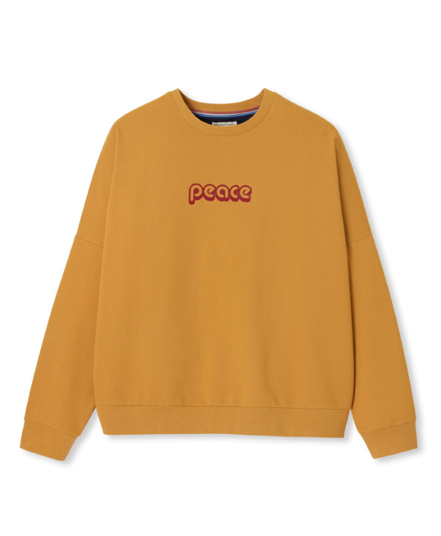 Sweat Lena "Peace" ocre en coton bio - La Gentle Factory - A plat Sweat Lena "Peace" ocre en coton bio - La Gentle Factory - A plat