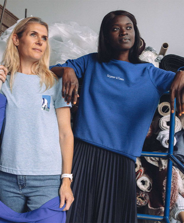 Sweat Stella "Se jeter" bleu en coton bio - La Gentle Factory - Duo capsule Sweat Stella "Se jeter" bleu en coton bio - La Gentle Factory - Duo capsule