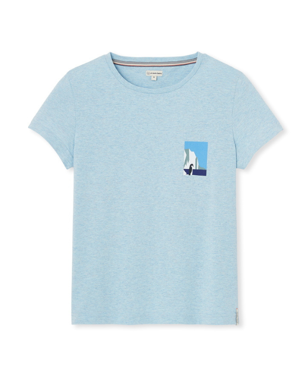 Tee-shirt Palmyre "Pingouins" bleu en coton bio - La Gentle Factory - A plat
