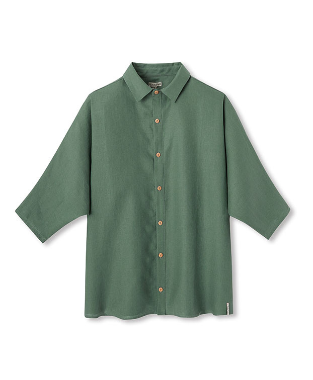 Chemise Lily kaki en lin - La Gentle Factory - Vue à plat Chemise Lily kaki en lin - La Gentle Factory - Vue à plat