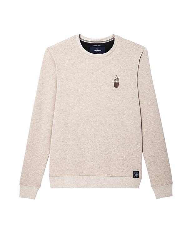 Sweat Basile "Plante" beige recyclé – La Gentle Factory – Vue à plat Sweat Basile "Plante" beige recyclé – La Gentle Factory – Vue à plat