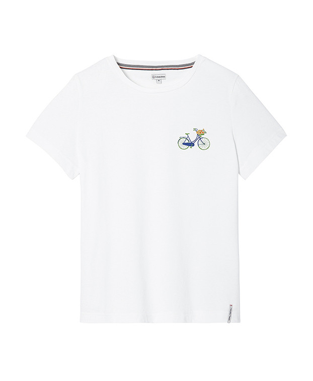 Tee-shirt Palmyre vélo écru en coton bio – La Gentle Factory – Vue à plat Tee-shirt Palmyre vélo écru en coton bio – La Gentle Factory – Vue à plat