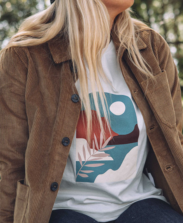 Tee-shirt Palmyre "Paysage" en coton bio - La Gentle Factory - Vue principale zoom sérigraphie Tee-shirt Palmyre "Paysage" en coton bio - La Gentle Factory - Vue principale zoom sérigraphie