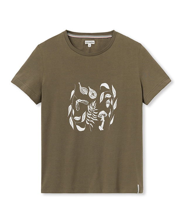 Tee-shirt Palmyre "Nature" kaki recyclé – La Gentle Factory – Vue à plat