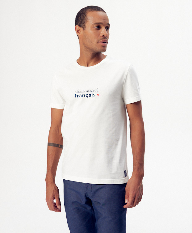 Tee-shirt Philibert "Charmant" écru en coton bio – La Gentle Factory – Vue de face