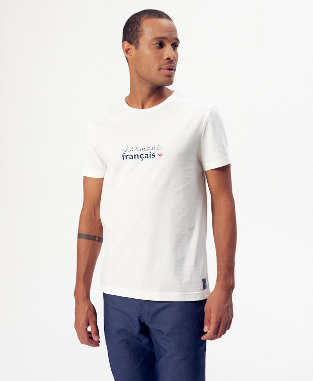 Tee-shirt Philibert "Charmant" écru en coton bio – La Gentle Factory – Vue de face Tee-shirt Philibert "Charmant" écru en coton bio – La Gentle Factory – Vue de face