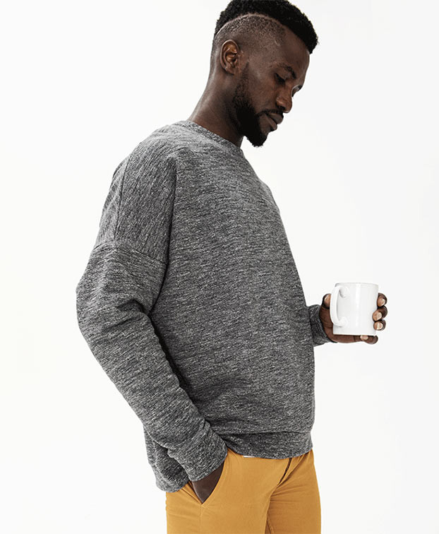 Sweat Loic gris chiné – La Gentle Factory – Vue de 3/4 Sweat Loic gris chiné – La Gentle Factory – Vue de 3/4