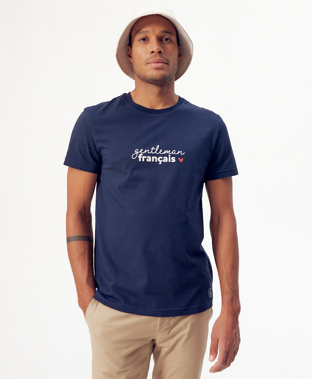 Tee-shirt Philibert "Gentleman" bleu en coton bio – La Gentle Factory – Vue de face Tee-shirt Philibert "Gentleman" bleu en coton bio – La Gentle Factory – Vue de face