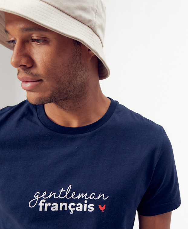 Tee-shirt Philibert "Gentleman" bleu en coton bio – La Gentle Factory – Zoom print