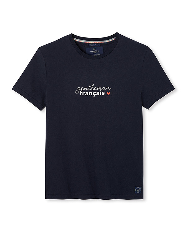 Tee-shirt Philibert "Gentleman" bleu en coton bio – La Gentle Factory – Vue à plat