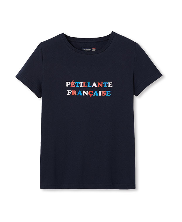 Tee-shirt Palmyre "Pétillante" bleu en coton bio – La Gentle Factory – Vue à plat Tee-shirt Palmyre "Pétillante" bleu en coton bio – La Gentle Factory – Vue à plat