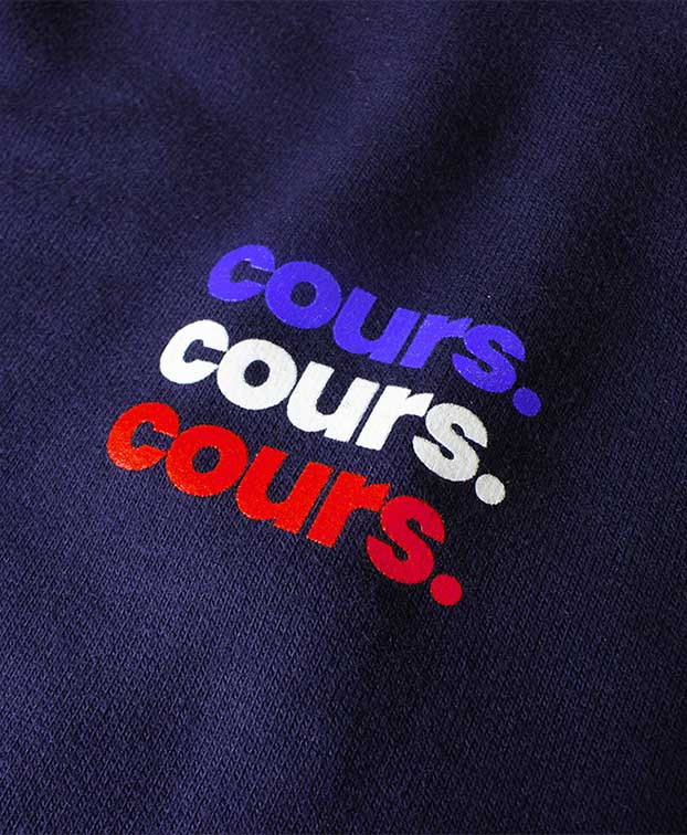 Sweat Claire "Cours." bleu en coton bio – La Gentle Factory – Zoom print