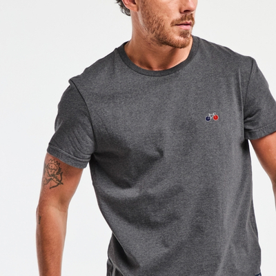 Tee-shirt Baptiste brodé vélo gris anthracite