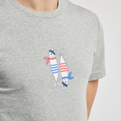 Tee-shirt imprimé poissons marinière