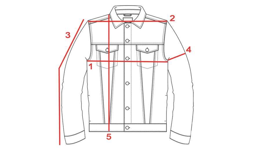 CROQUIS GUIDE TAILLES VESTE JEAN