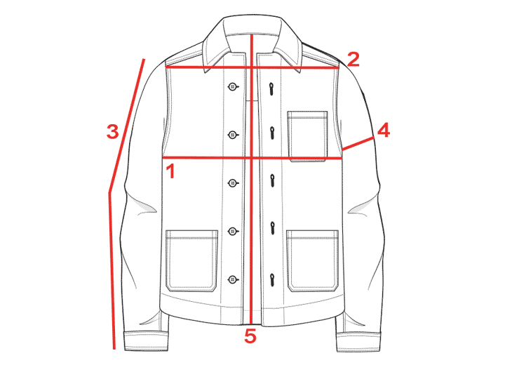 CROQUIS GUIDE TAILLES VESTE DE TRAVAIL FEMME