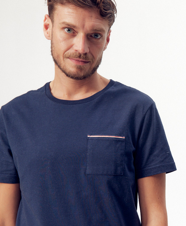 T Shirt Made In France Coton Bio Edmond Bleu Marine - La Gentle Factory