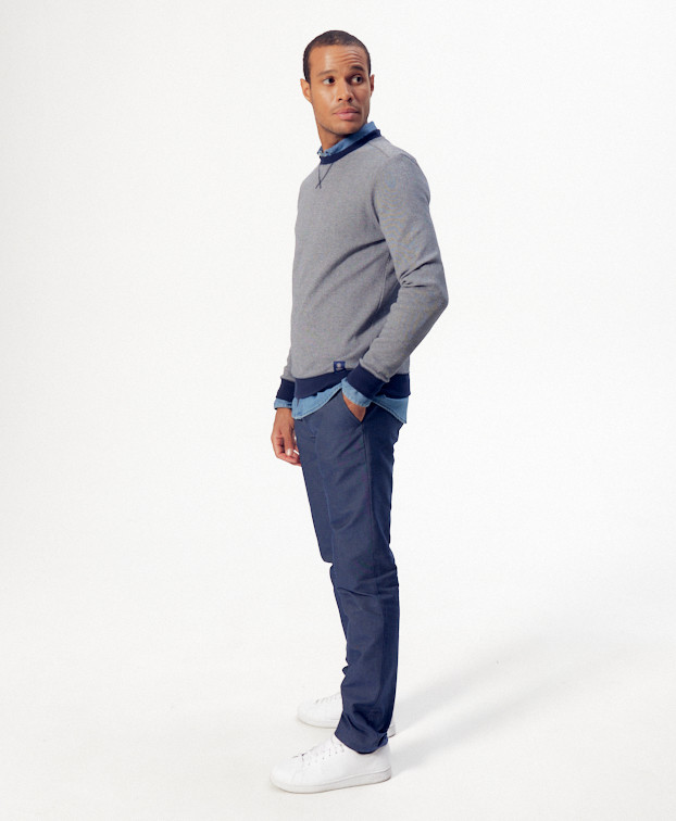Sweat Français Homme Recyclé Paul Bleu Chiné - La Gentle Factory Sweat Français Homme Recyclé Paul Bleu Chiné - La Gentle Factory