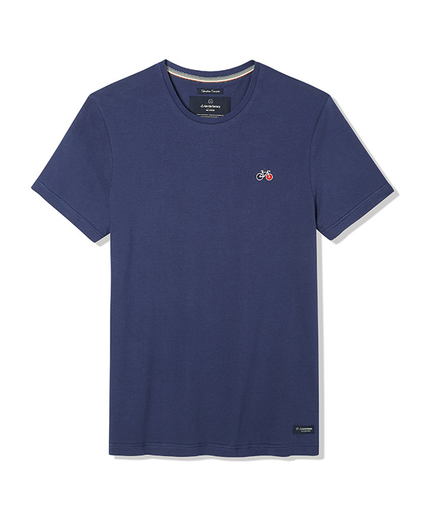 T Shirt Made In France Brodé Baptiste Bleu Coton Bio - La Gentle Factory