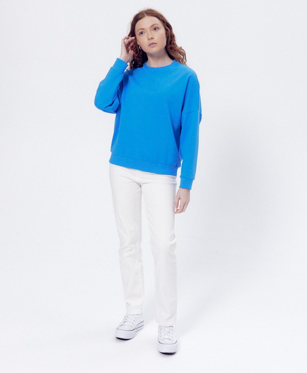 Sweat Femme Made In France Coton Bio Heidi Bleu - La Gentle Factory