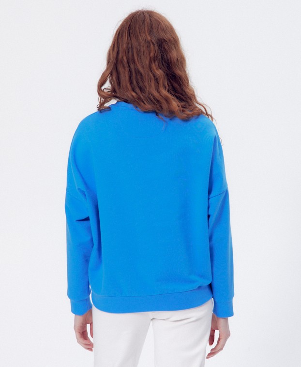 Sweat Femme Made In France Coton Bio Heidi Bleu - La Gentle Factory