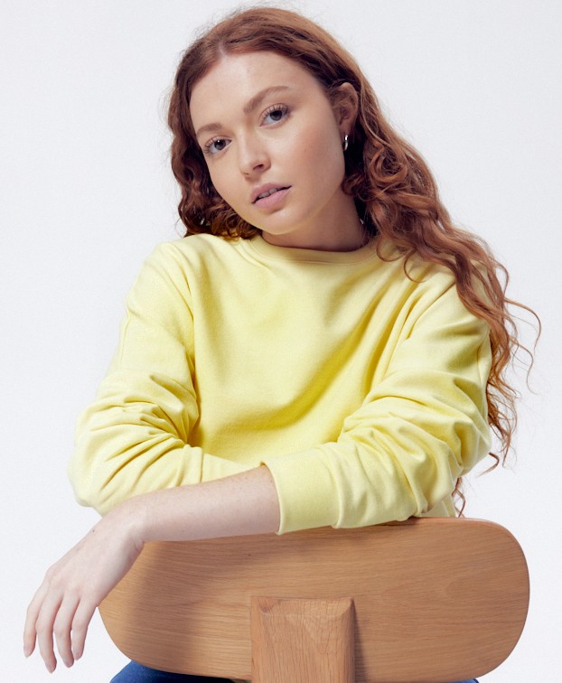 Sweat Femme Made In France Coton Bio Heidi Jaune - La Gentle Factory