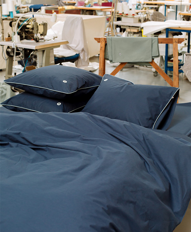 Parure Lit Coton Bio Made In France Bleu - La Gentle Factory Parure Lit Coton Bio Made In France Bleu - La Gentle Factory