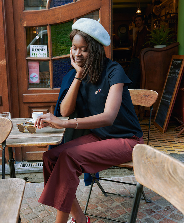 Tee-Shirt Femme Made In France Brune Café Croissant - La Gentle Factory