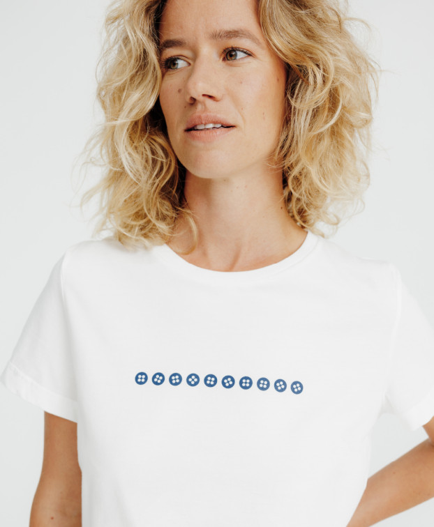Tee-shirt de demain Coton Bio Fabriqué en France Prune écru clair - La Gentle Factory