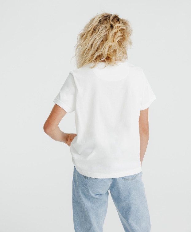 Tee-shirt de demain Coton Bio Fabriqué en France Prune écru clair - La Gentle Factory