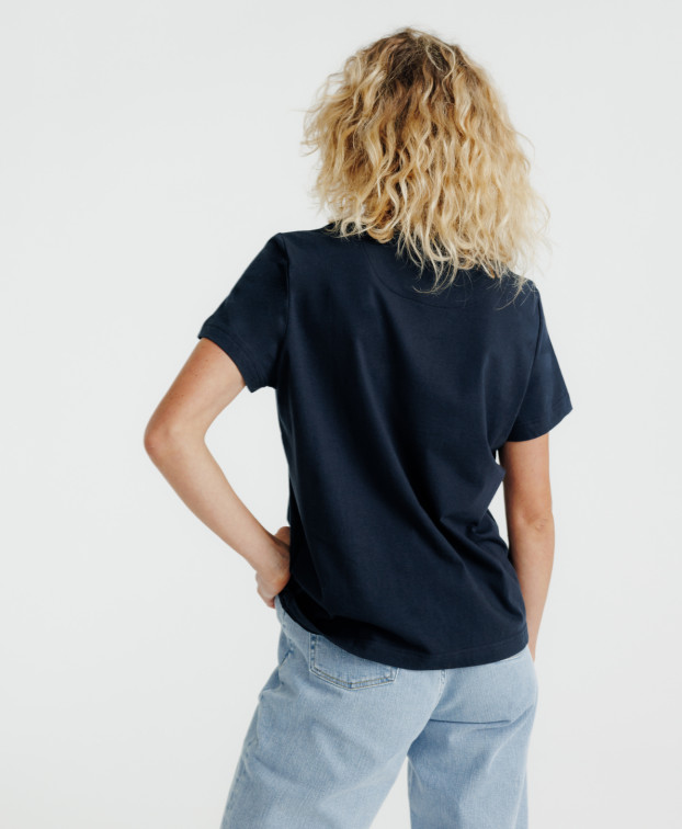 Tee-shirt de demain Coton Bio Fabriqué en France Prune bleu marine foncé - La Gentle Factory