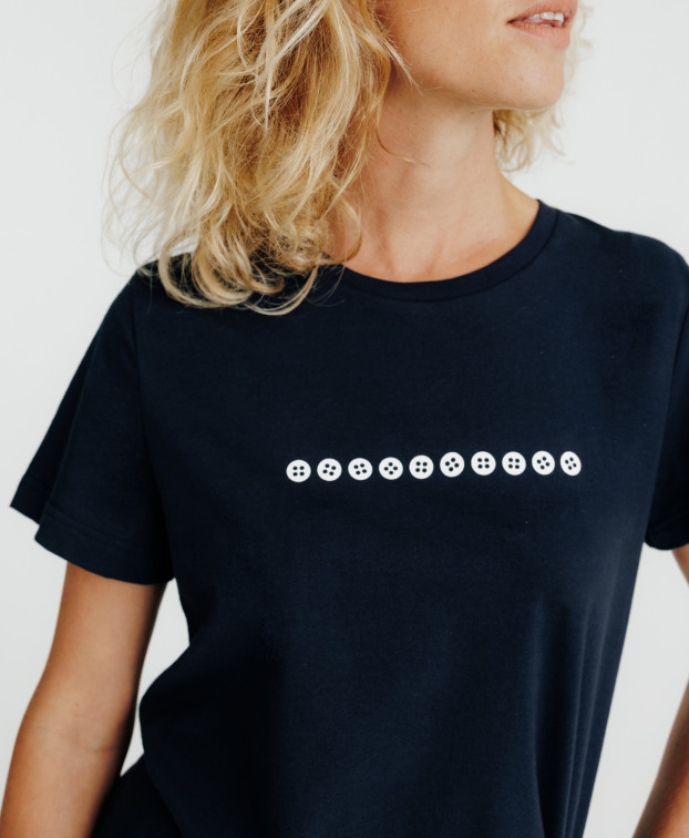Tee-shirt de demain Coton Bio Fabriqué en France Prune bleu marine foncé - La Gentle Factory