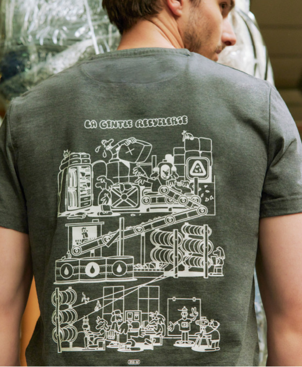 Tee-shirt Philibert La Recyclerie gris chiné foncé fabriqué en France - La Gentle Factory