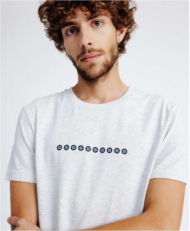 Tee-shirt de demain Coton Bio Fabriqué en France Philibert gris chiné clair - La Gentle Factory