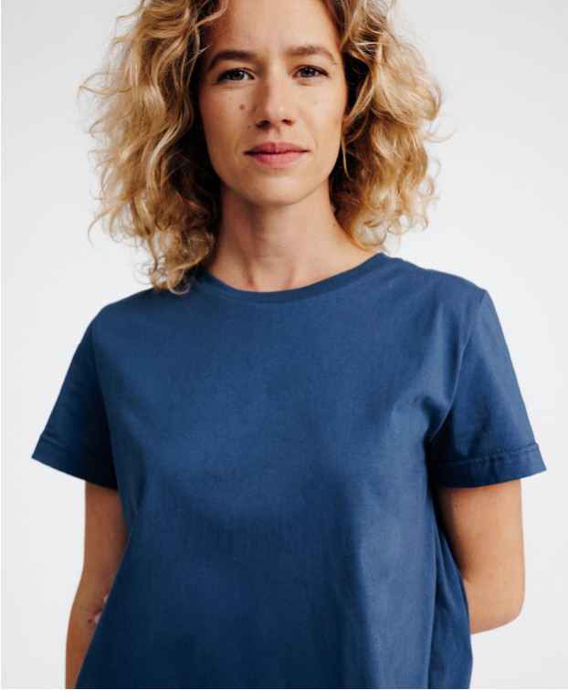 Tee-shirt Femme Ida Bleu Gris Coton Bio - La Gentle Factory