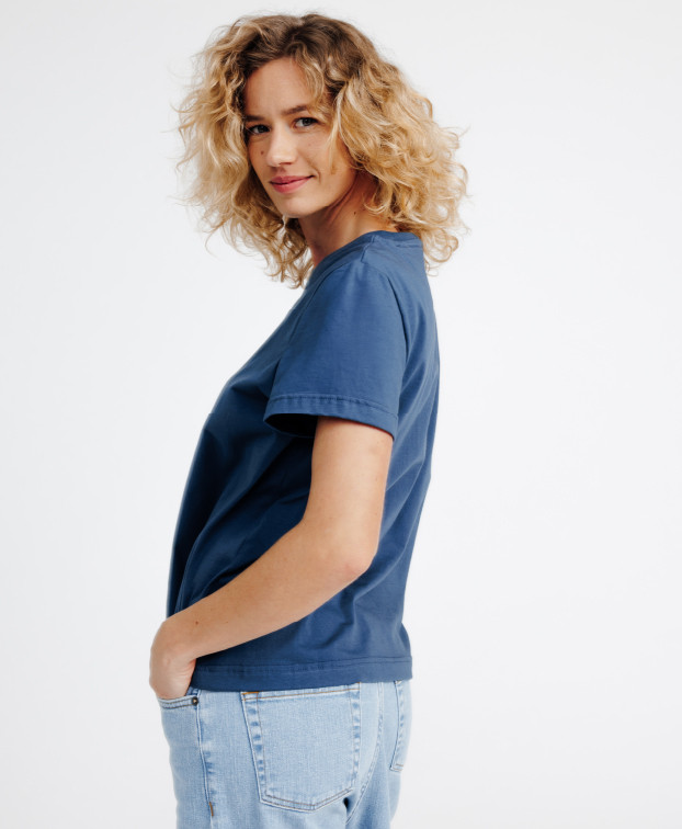 Tee-shirt Femme Ida Bleu Gris Coton Bio - La Gentle Factory