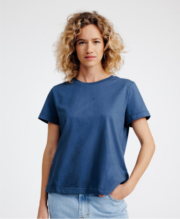 Tee-shirt Femme Ida Bleu Gris Coton Bio - La Gentle Factory