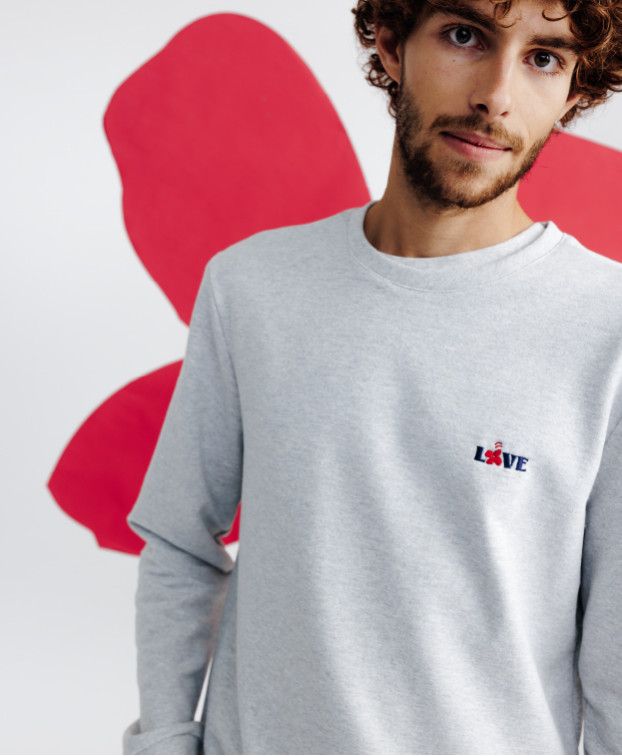 Sweat homme Basile Love gris Made In France - La Gentle Factory