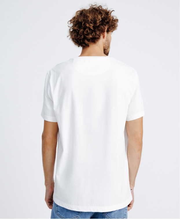 T-shirt homme made in France écru clair Barthélémien brodé café croissant coton bio T-shirt homme made in France écru clair Barthélémien brodé café croissant coton bio