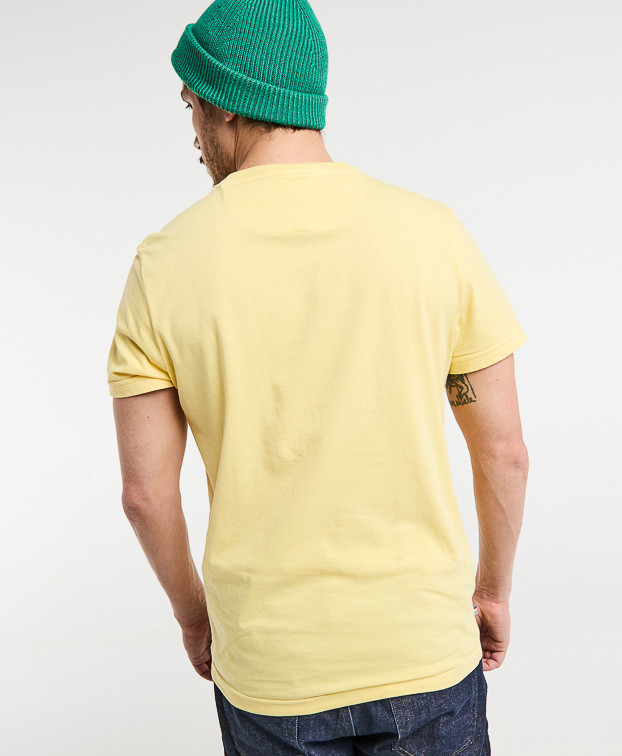 Tee-shirt Barthélémy brodé Goéland jaune doux en coton bio Tee-shirt Barthélémy brodé Goéland jaune doux en coton bio