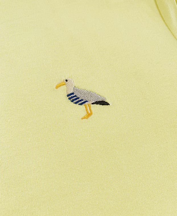 Tee-shirt Barthélémy brodé Goéland jaune doux en coton bio Tee-shirt Barthélémy brodé Goéland jaune doux en coton bio