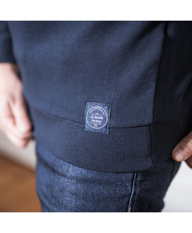 Sweat Benoit Vélo brodé bleu marine en coton bio Sweat Benoit Vélo brodé bleu marine en coton bio