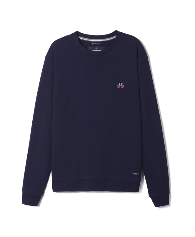 Sweat Benoit Vélo brodé bleu marine en coton bio Sweat Benoit Vélo brodé bleu marine en coton bio