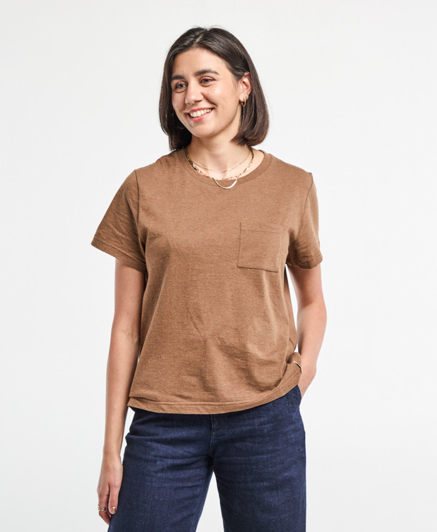 T Shirt Made In France Coton Bio Pauline Camel - La Gentle Factory T Shirt Made In France Coton Bio Pauline Camel - La Gentle Factory
