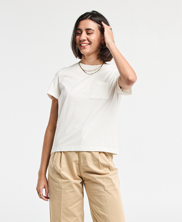 Tee-shirt écru femme à poche Made In France - La Gentle Factory