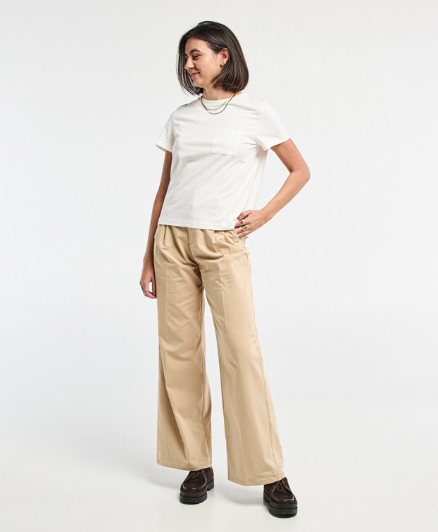 Tee-shirt écru femme à poche Made In France - La Gentle Factory