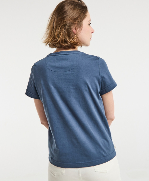 Tee-shirt Bleu Grisé brodé Femme Made In France - La Gentle Factory Tee-shirt Bleu Grisé brodé Femme Made In France - La Gentle Factory