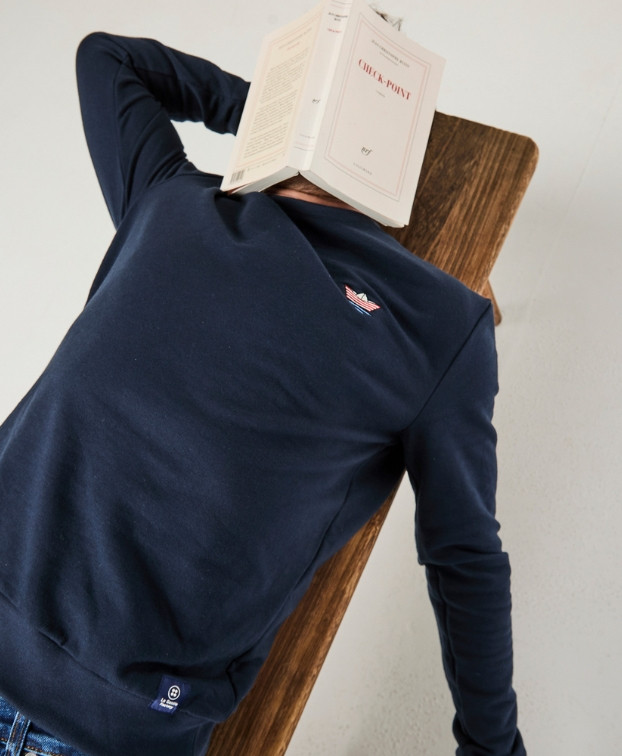 Sweat Benoit bleu marine brodé Made In France - La Gentle Factory Sweat Benoit bleu marine brodé Made In France - La Gentle Factory