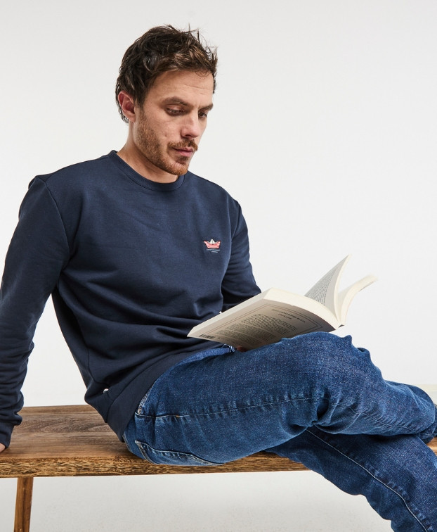 Sweat Benoit bleu marine brodé Made In France - La Gentle Factory Sweat Benoit bleu marine brodé Made In France - La Gentle Factory