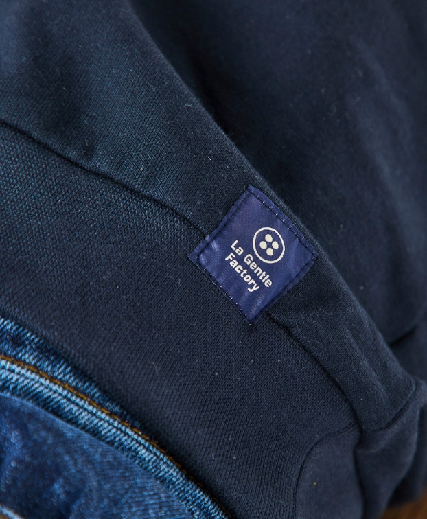 Sweat Benoit bleu marine brodé Made In France - La Gentle Factory Sweat Benoit bleu marine brodé Made In France - La Gentle Factory